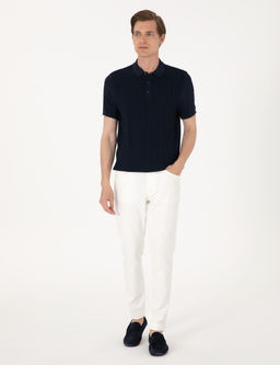 Lacivert Slim Fit Polo Yaka D__meli Triko Ti__rt