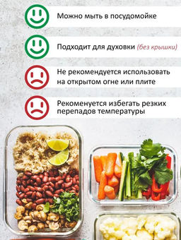Контейнер LIMPIDO 1000 мл из жаропрочного стекла с кр. из пластм.,темп. -40 до +300 арт. 005481 /Mal - Mallony фото 3