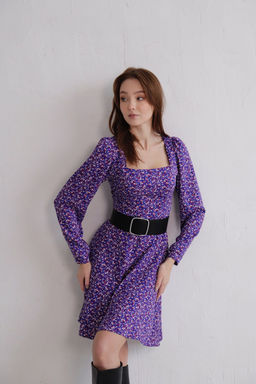 Платье с вырезом каре фиолетовое в цветочек - Martichelli фото 17