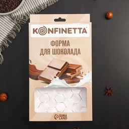 Форма для шоколада KONFINETTA Соты, пластик, 27.5?17.5?2.5 см, 3 ячейки 15.3?7.5?0.8 см, прозрачная  фото 4