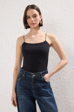 Trendyolmilla Siyah-Beyaz-Zumrut Yesili-Kahverengi 4lu Paket Ask?l? Vucuda Oturan Esnek Orme Atlet TWOSS25AL00055 фото 3