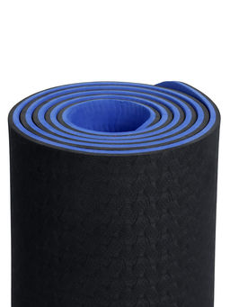 Коврик для фитнеса и йоги ONLYTOP, 183×61×0.8 см, черный/ультрамариновый