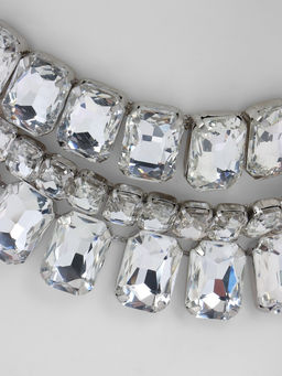 Чокер-колье Сияние трио, цвет белый в серебре, 36 см