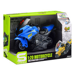 Мотоцикл "Спортивный" 1:20 (свет, звук) в коробке (цвет синий)