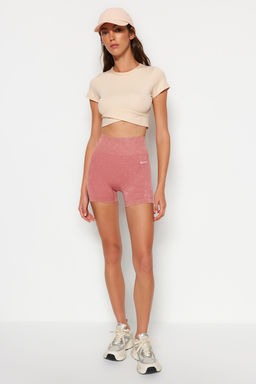 TRENDYOLMILLA Siyah Seamless/Dikissiz Y?kamal? Orme Spor Sort/K?sa Tayt THMSS23TY00034  фото 13