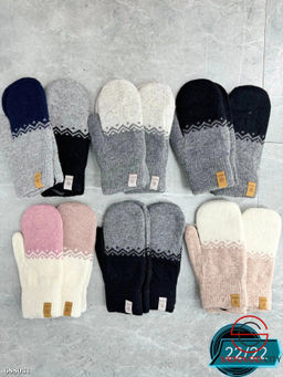 Женские теплые варежки с мехом