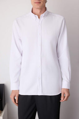 Beyaz Fitted Erkek Gomlek TMNAW26GO00002 - Trendyolmilla фото 9