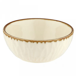 Вишенка Блюдце для варенья (розетка) фарфоровое д10,7см, h4,5см, 250мл, с деколью, отводка, рифленый борт, кремовый (Китай)