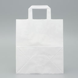 Цена за 25 шт. Пакет крафт без печати, белый, плоская ручка 24×14×24 см