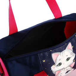 Сумка детская спортивная Котята, 40*20*20 см, 40*20 х см, темно синий цвет, отдел на молнии, цвет красный - NAZAMOK KIDS фото 4