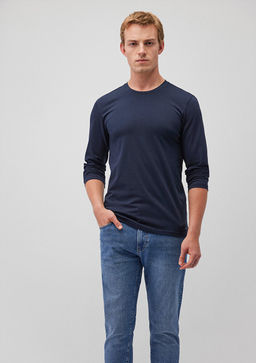 Uzun Kollu Lacivert Basic Tisort