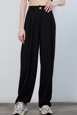 Koyu Kahverengi Yuksel Bel Genis Paca Dokuma Pantolon TWOAW26PL00161