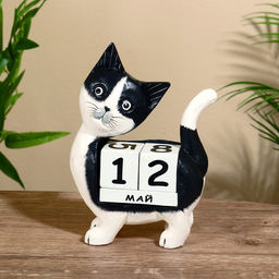 Вечный календарь «Котик», 15×22×6 см, дерево