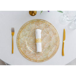 Набор салфеток сервировочных на стол Доляна Веер, d=38 см, 4 шт, цвет золотой  фото 6