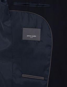 Lacivert Ex. Slim Fit _izgili Kruvaze Tak_m Elbise
