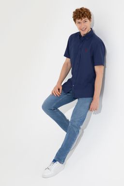 U. S. Polo Assn Мужская темно-синяя рубашка с коротким рукавом - U.s. polo assn фото 4