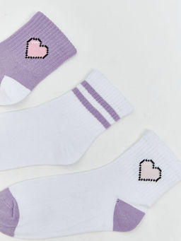 Desenli K?z ?ocuk Soket ?orap 3l?