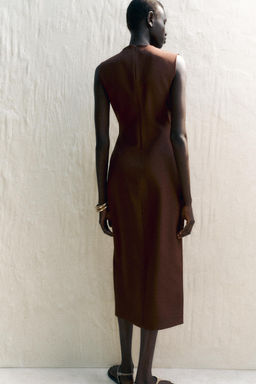 BELTED CREPE MIDI DRESS - Zara фото 9