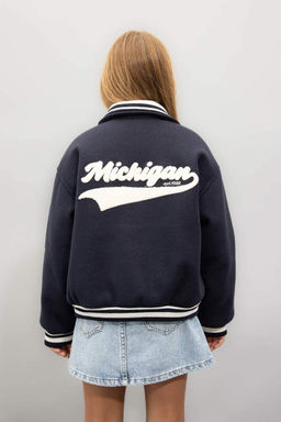 Пальто с воротником на молнии для девочек - Defacto фото 5