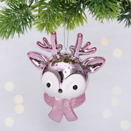 Цена за 2шт. Елочная игрушка "Новогодний олененок" 7*11*10,5 см, розовый