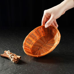 Корзинка для фруктов и хлеба Доляна «Капучино», 18×14×4 см, пластик, плетёная, коричневая