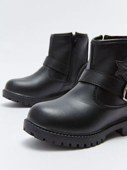 Deri G?r?n?ml? Fermuarl? K?z ?ocuk Bot - Waikiki фото 3