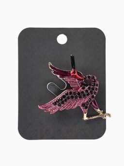 Брошь «Птица» аист, стразы, цвет фиолетовый в золоте