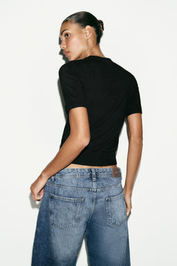 JERSEY B?SICO PUNTO MANGA CORTA / Negro - Zara фото 4