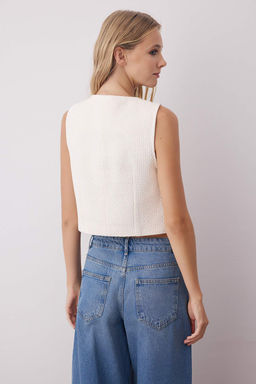 Siyah Aksesuar Dugmeli Dokuma Tuvit Yelek TWOAW26YE00019 - Trendyolmilla фото 10