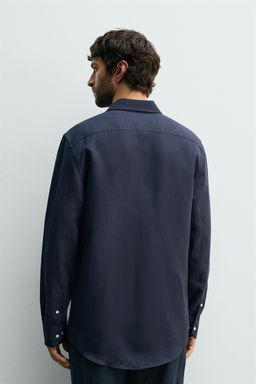 CAMISA REGULAR FIT LINO - LYOCELL / Marino - Zara фото 3