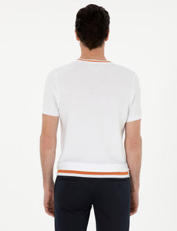 Белая приталенная трикотажная футболка с круглым вырезом - Cacharel фото 5