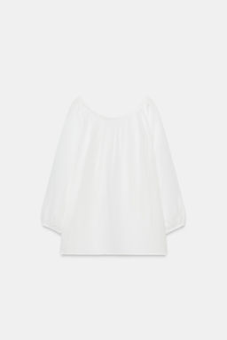 BLUSA CON LINO ZW COLLECTION / Blanco - Zara фото 5