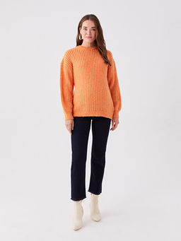 Bisiklet Yaka D?z Uzun Kollu Hamile Triko Kazak