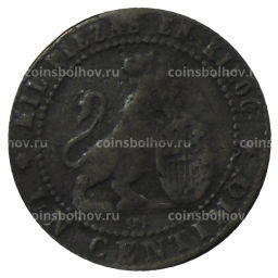 Монета 1 сентимо 1870 года Испания