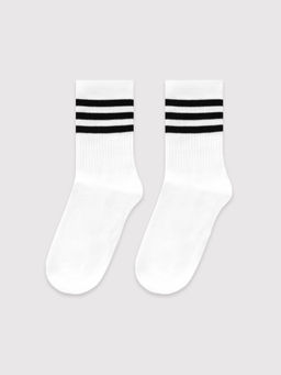 Цена за 5 пар! Носки унисекс белые с рисунком в виде 3-х полосок белый 566U-2720 - Mark formelle фото 2