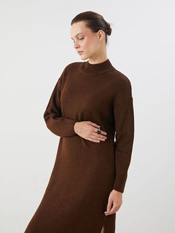 Yar?m Bal?k?? Yaka Kad?n Triko Elbise