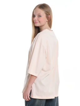 Футболка с принтом для девочки 22-7455 персик/черный