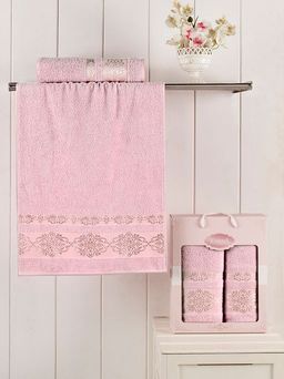 Комплект махровых полотенец "KARNA" REBEKA 50x90-70х140 см 1/2 (Розовый)