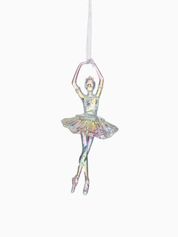 Цена за 2 шт. Ёлочная игрушка «Зимнее волшебство. Балерина пышная юбка перелив» пластик, 17×7.5 см, прозрачный