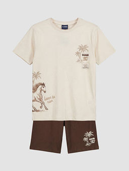 Bisiklet Yaka Erkek ?ocuk ?ortlu Pijama Tak?m?