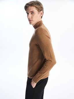 Yar?m Bal?k?? Yaka Uzun Kollu Erkek Triko Kazak