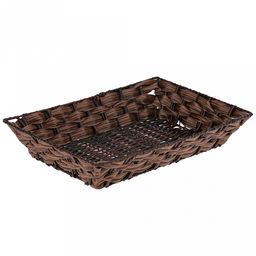 Корзина-сухарница плетеная "Береста" 34х24см h6,5см, полипропилен, металлический каркас, форма "прямоугольная" (Китай)