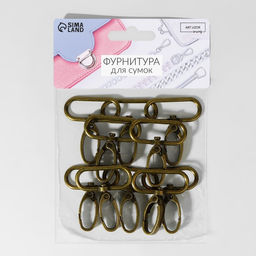 Карабин металлический, 45×38 мм / 32×2.7 мм, 10 шт., цвет бронзовый