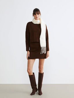 Beli Lastikli Triko Mini Etek