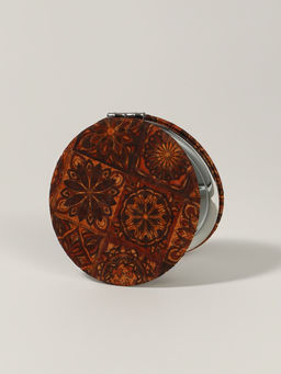 Зеркало складное «Орнамент», d=7.2 см, с увеличением х2, коричневое