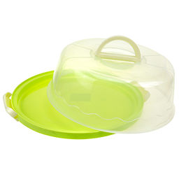 Блюдо для торта пластмассовое д30,5х12,5см, прозрачная крышка с защелками, с ручкой, цвета микс (Китай) - Домашняя мода фото 4