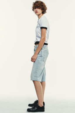 TRF RIPPED MID-RISE DENIM JORTS - Zara фото 3