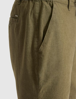 Haki Slim Fit Keten Kar___ml_ Beli Lastikli Kordonlu Dokuma _ort