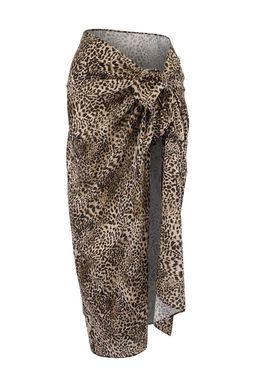 Leopar Desenli Dokuma Cantal? Midi Plaj Pareo 2li Set TBESS26PR00008 - Trendyolmilla фото 2