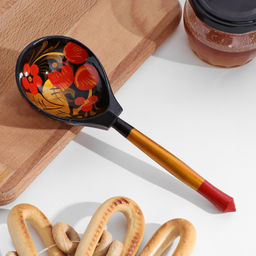 Цена за 10 шт. Ложка деревянная «Традиционная», полубаская, 19×6 см, МИКС